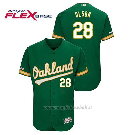 Maglia Baseball Uomo Oakland Athletics Matt Olson 150th Aniversario Patch Flex Base Kelly Verde